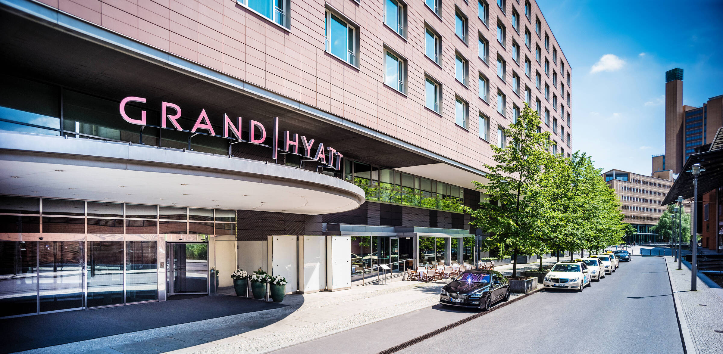 Modern exterior of the Grand Hyatt Berlin at Potsdamer Platz